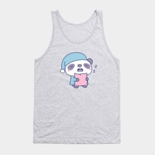 Cute Yawning Panda Hugging Pillow Tank Top